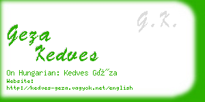 geza kedves business card